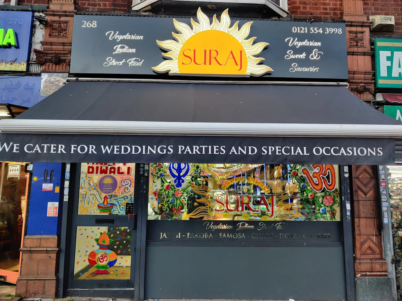 Exterior of the Handsworth Suraj Sweet Centre shop